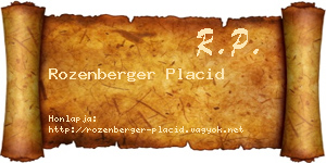 Rozenberger Placid névjegykártya